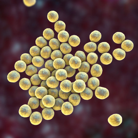 Bacteria methicillin-resistant Staphylococcus aureus MRSA, multidrug resistant bacteria, 3D illustrationの写真素材