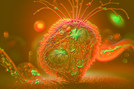 Beautiful microworld, microbes of different shapes, 3D illustration.