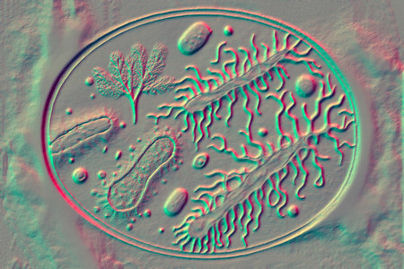 Beautiful microworld, microbes of different shapes, 3D illustration.