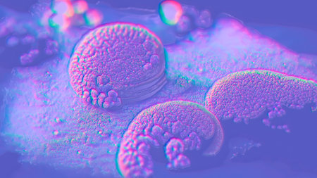 Parasite eggs, worm eggs, 3D illustration. Close-up view of worm eggs with highly detailed texture....