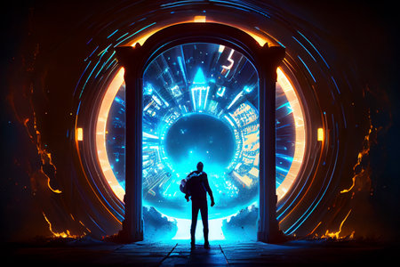 Time portal, travel through time, conceptual sci-fi ai illustration