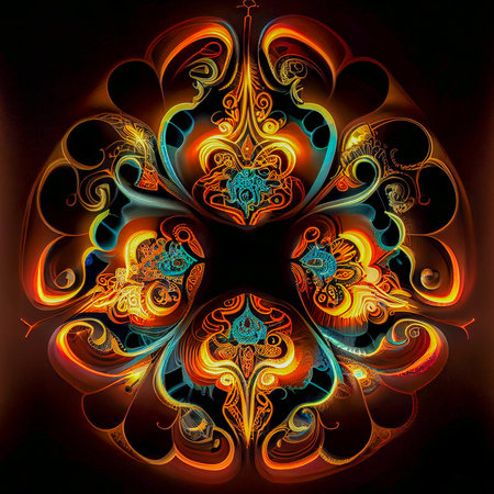 Mandala circular pattern, ai illustration in 3D styleの写真素材