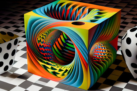 Geometric optical illusion, ai illustration in 3D styleの写真素材