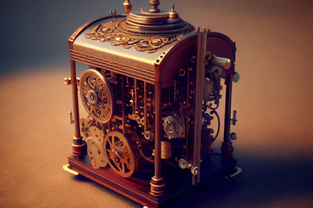 Vintage steampunk mechanism, ai illustration in 3D style