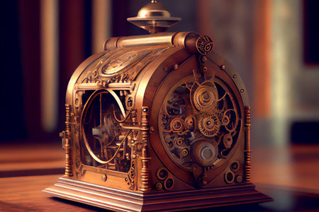 Vintage steampunk mechanism, ai illustration in 3D style
