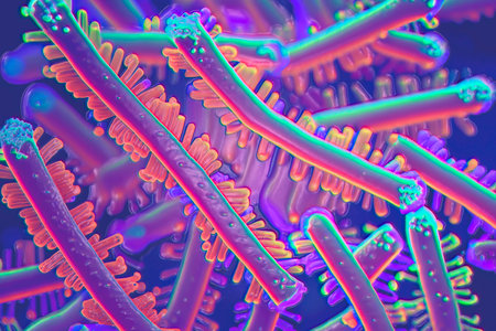 Beautiful microworld, colorful microbes of different shapes, 3D illustration