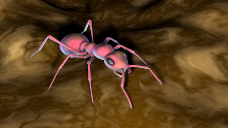 An ant, 3D illustration displaying its intricate body structure and unique features, close-up viewの写真素材