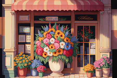 A beautiful bouquet of flowers, with a variety of colors, shapes, and textures, generative ai illustrationの素材