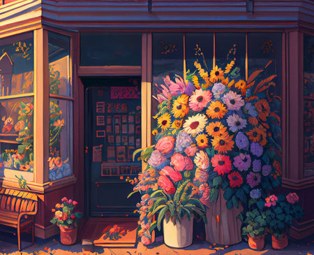 A beautiful bouquet of flowers, with a variety of colors, shapes, and textures, generative ai illustrationの素材