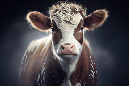A charming and rustic illustration of a cow, depicting its distinctive features and endearing personality, generative ai illustrationの素材