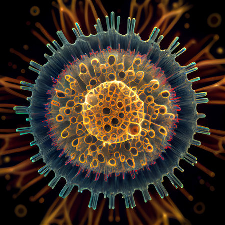 Virus under microscope, generative ai illustrationの素材