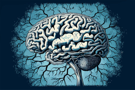 Human brain, vector illustration in sketch styleのイラスト素材