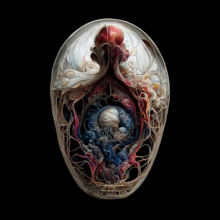 Alien embryo, an egg containing UFO embryo, ai generated illustrationの素材