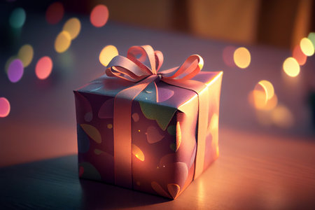 Gift box with bow, photorealistic generative ai illustrationの素材
