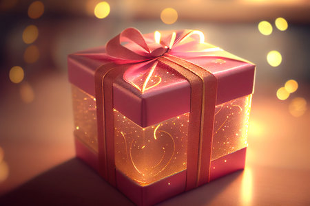 Gift box with bow, photorealistic generative ai illustrationの素材
