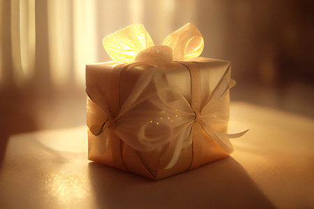 Gift box with bow, photorealistic generative ai illustrationの素材