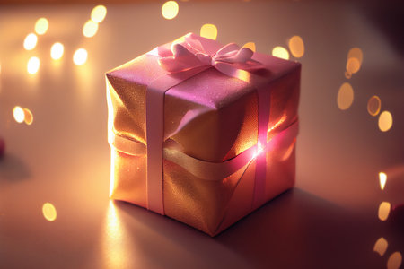 Gift box with bow, photorealistic generative ai illustrationの素材
