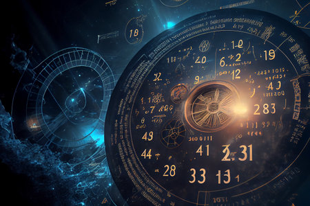 A fantasy math background featuring imaginary mathematical equations, formulas, symbols and charts, ai generated illustration.の素材