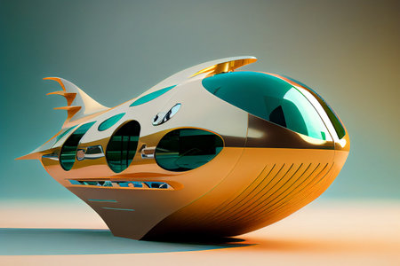 Futuristic yacht, with sleek lines and advanced technology, photorealistic generative ai illustrationの素材