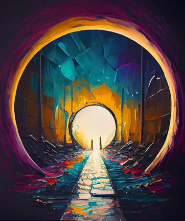 Time portal, travel through time, conceptual sci-fi ai generated illustrationの素材