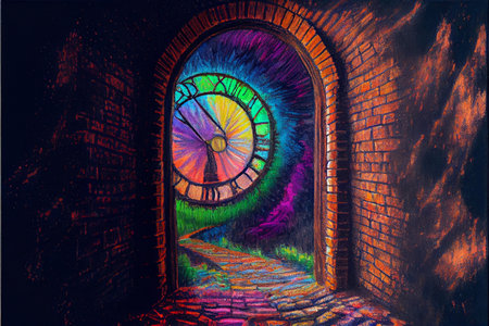 Time portal, travel through time, conceptual sci-fi ai generated illustrationの素材