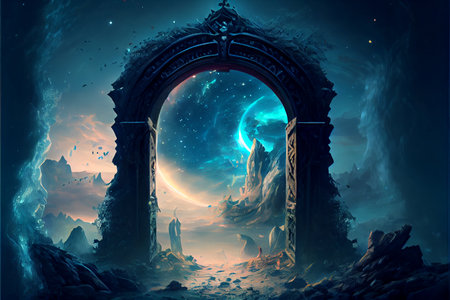 Time portal, travel through time, conceptual sci-fi ai generated illustrationの素材