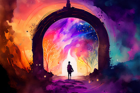 Time portal, travel through time, conceptual sci-fi ai generated illustrationの素材