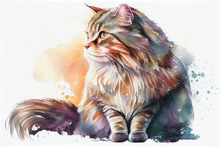 A vibrant portrait of an orange cat, capturing its curious and playful personality, generative ai illustration. Ideal for cat lovers and art enthusiasts alike.の素材