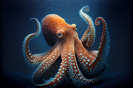 A stunning and lifelike photorealistic illustration of an octopus, capturing its intricate details and unique beauty, generative ai illustrationの素材