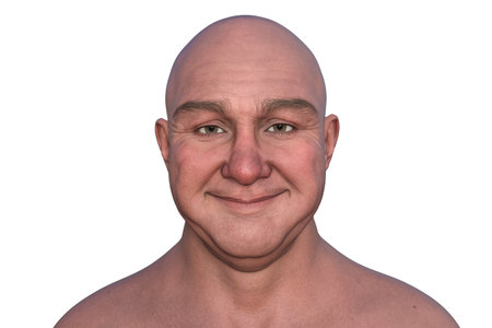 3D portrait of a smiling middle-aged Caucasian man.の写真素材