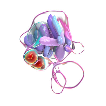 Detailed 3D illustration of hypothalamic nuclei, showcasing the brain's vital control center for various physiological functions.の写真素材
