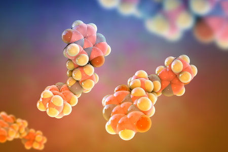 Gepotidacin molecule, 3D illustration. New-generation antibiotic targeting bacterial DNA replication. Effective against resistant pathogens like Neisseria gonorrhoeae and E. coli.の写真素材