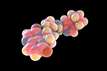 Gepotidacin molecule, 3D illustration. New-generation antibiotic targeting bacterial DNA replication. Effective against resistant pathogens like Neisseria gonorrhoeae and E. coli.の写真素材