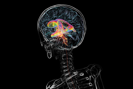 Enlarged lateral and third ventricles of the brain (hydrocephalus), caused by a brain tumor...