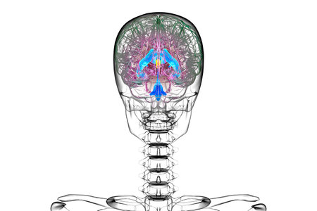 Third brain ventricle, a vital component of the brain's ventricular system, 3D illustration.
