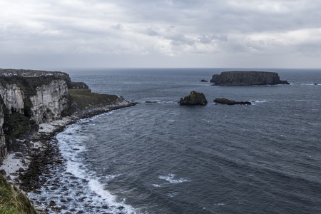 Cliffs by Carrick-a-Rede Rope Bridge inCounty Antrim at  Northern Irelandの写真素材