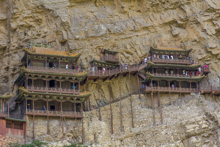 Hanging Temple in Henshang Mountain at China Asiaの写真素材