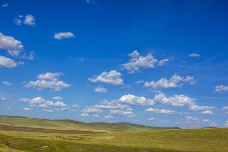 mongolian steppe landscape at Mongoliaの写真素材