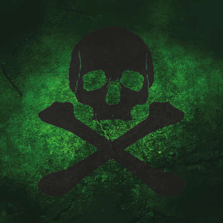 a vintage dark pirate icon with a skull and bonesの写真素材