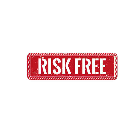 risk free red dirty grungy square rubber stampのイラスト素材