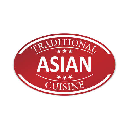 traditional asian cuisine paper web lable badge isolatedのイラスト素材