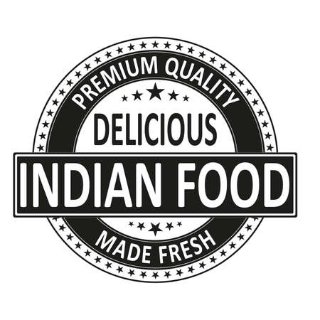 premium quality delicious indian food made fresh grungy web rubber stamp badge on white backgroundのイラスト素材