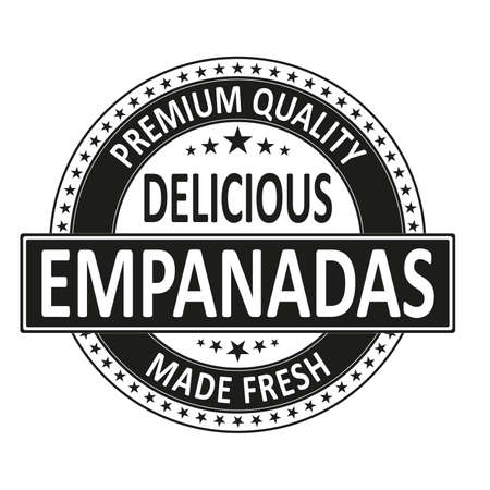 black premium quality delicious empanadas made fresh isolated square rubber stamp tagのイラスト素材