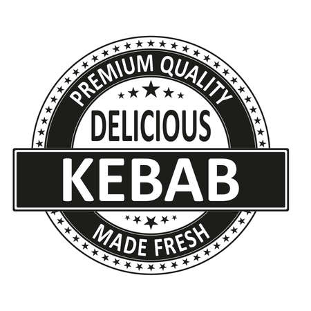 premium quality delicious kebab made fresh badge stampのイラスト素材