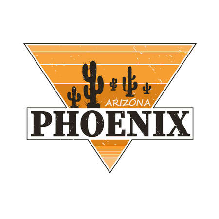 t-shirt design, print, typography, label with styled saguaro cactus. Vector illustration.のイラスト素材