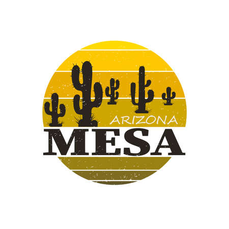 Landscape of Mesa Arizona. T-shirt and apparel vector design, print, typography, poster, emblemのイラスト素材
