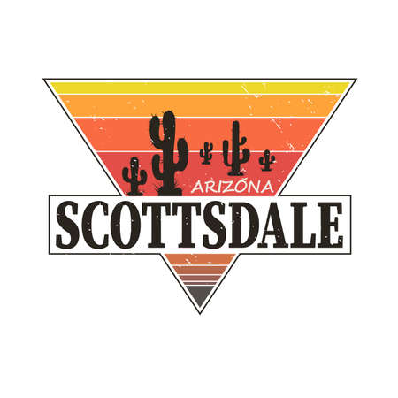 Scottsdale Arizona t-shirt design, print, typography, label with styled saguaro cactus. Vector illustration.のイラスト素材