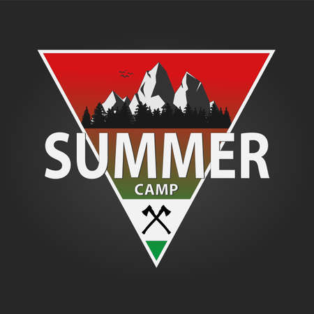 summer camp badge graphic logo emblem designのイラスト素材