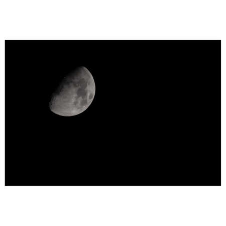 Realistic moon icon on dark night sky background, vector illustration.のイラスト素材