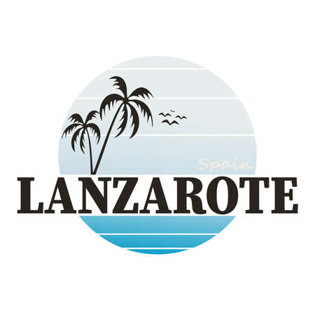 emblem text Lanzarote, Canary island vector illustration.のイラスト素材